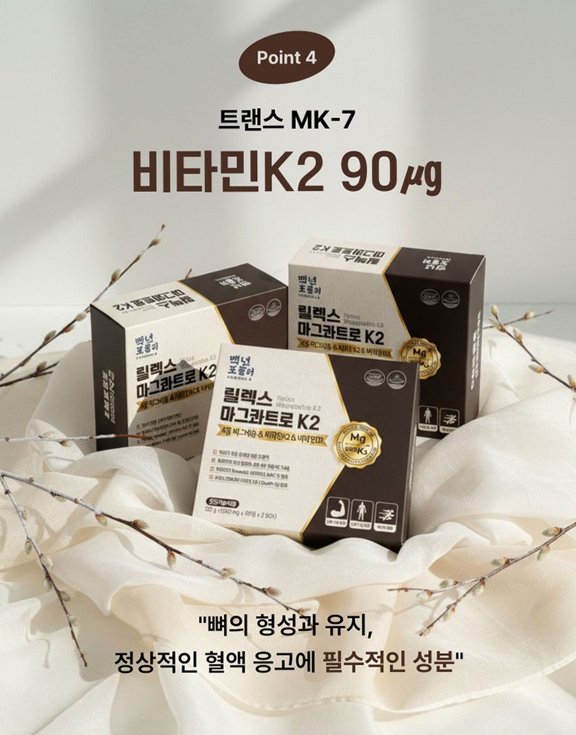 [약사개발] 근육이 편해지는 마그네슘 릴렉스마그콰트로 젖산마그네슘 유기염 마그네슘효능 60정, 1개